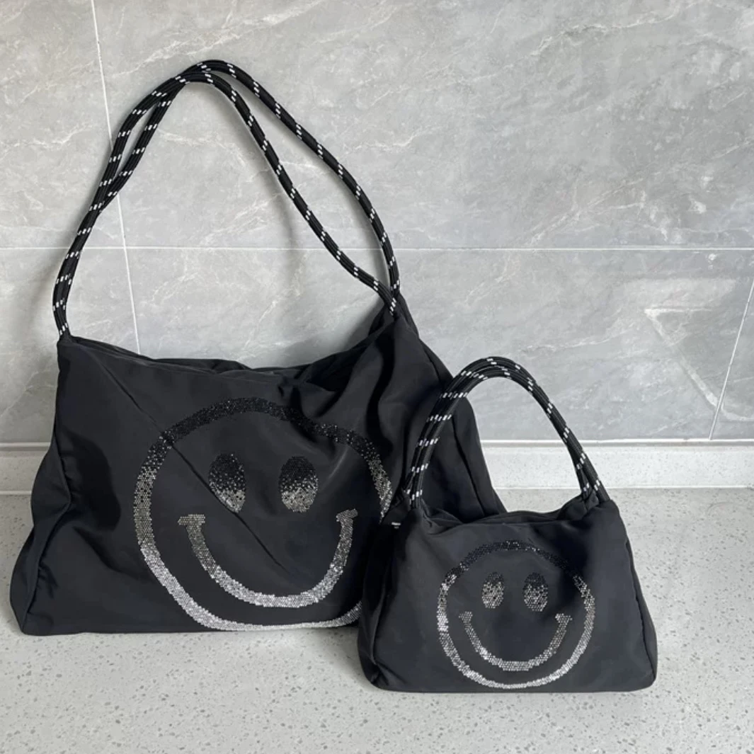 【烫钻笑脸包】新中式香云花萝26*18暗纹提花调节斜挎包小巧百搭