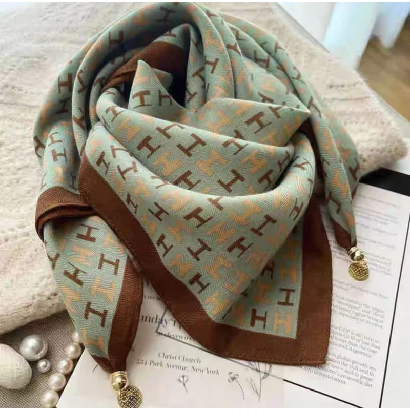 N301【青棕交织】70*70高级感搭配衬衫领巾气质感围巾