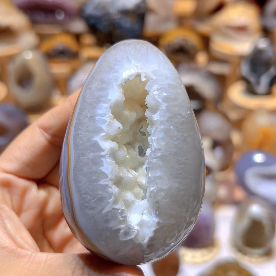 未镶嵌大型摆件（非配饰）紫晶淡**会牙软龙蛋