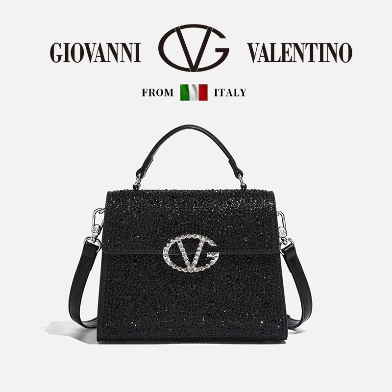 【万象撤柜】GIOVANNI VALENTINO/卓凡尼·华伦天奴镶钻凯莉包单肩包