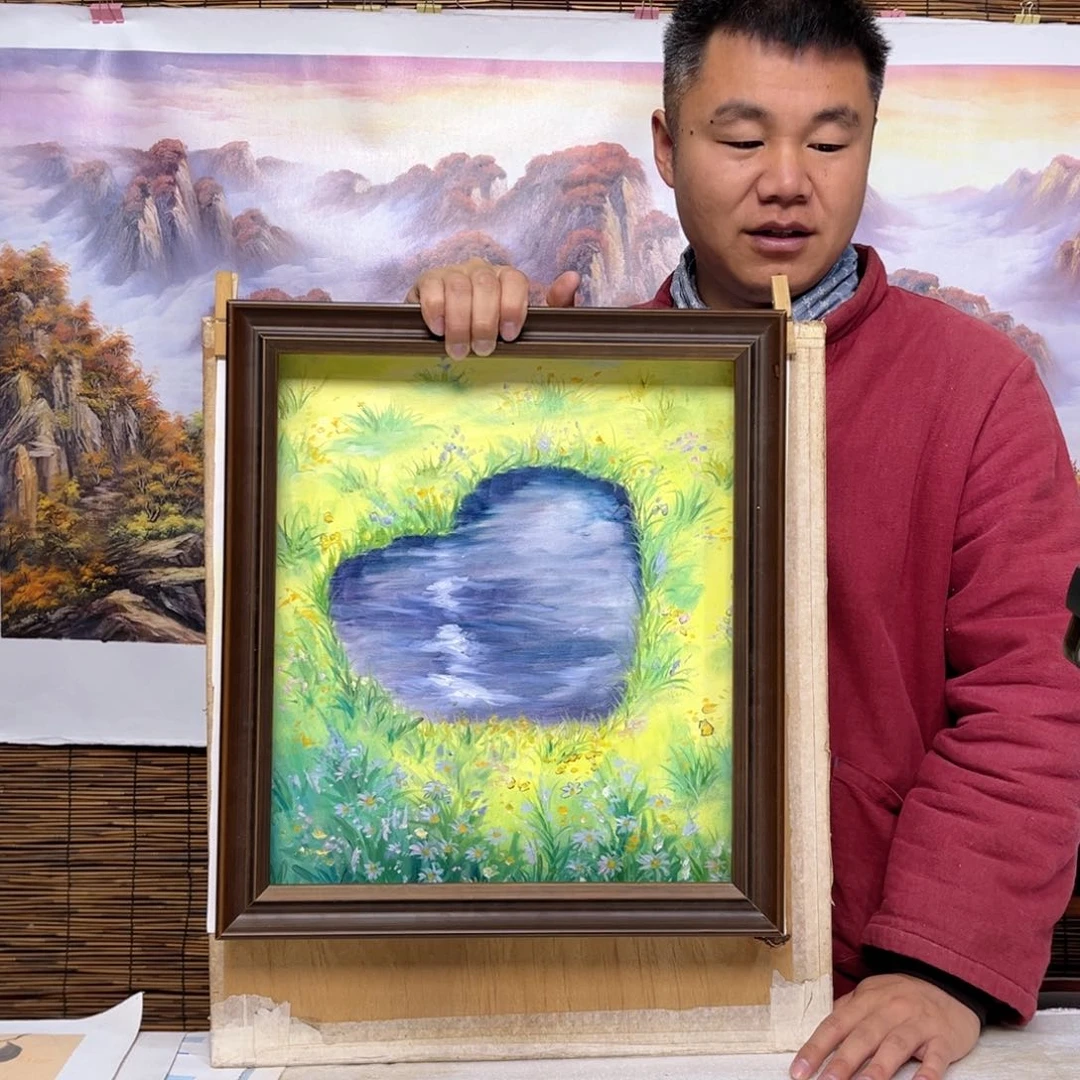 油画行路人小院绘画作品竞拍