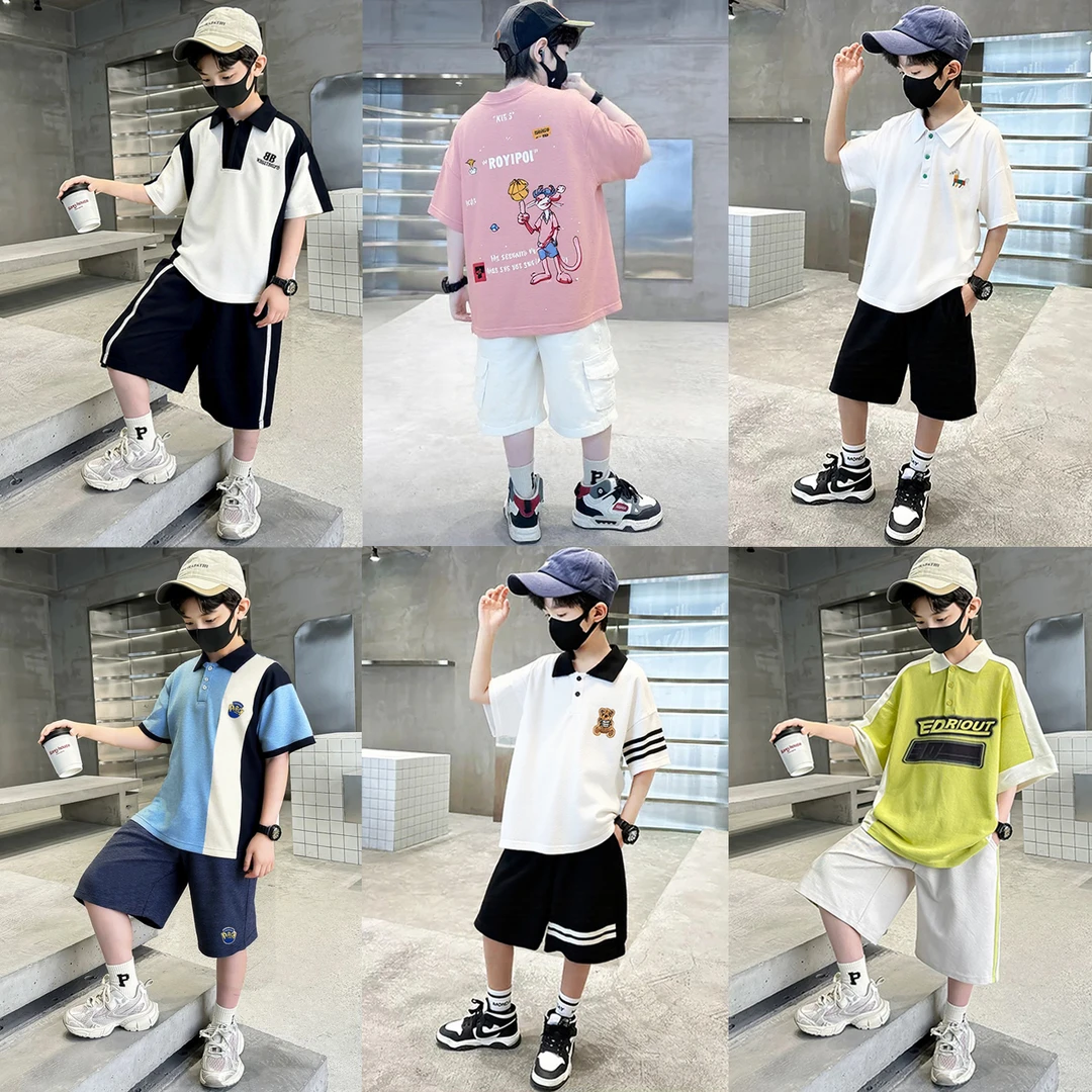 K【6套12件】男女童夏季2025新款POLO衫组合套装韩版夏款两件套