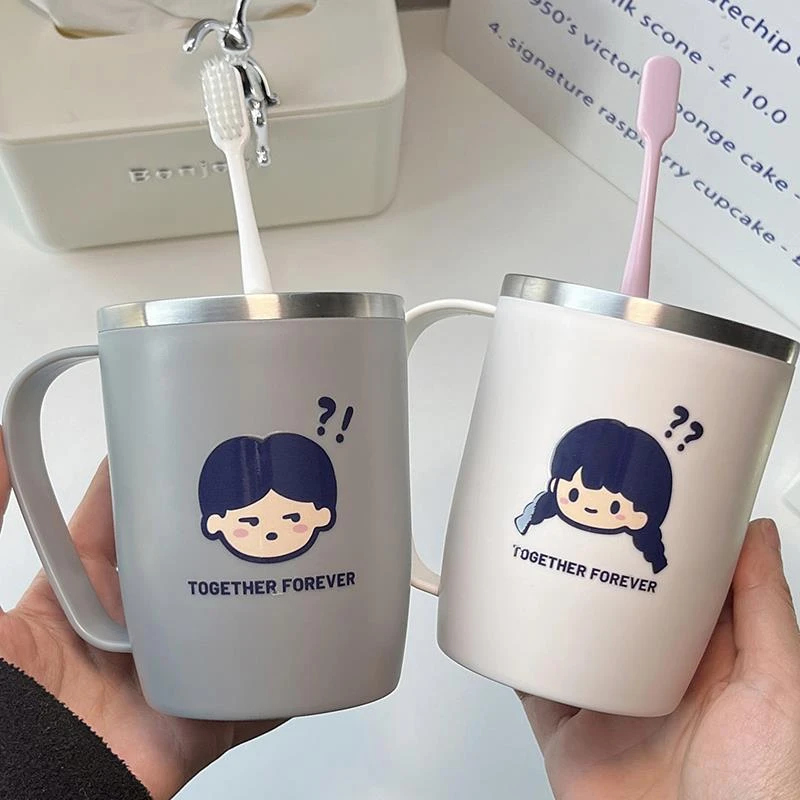 MDNG一家三口不锈钢牙刷杯亲子简约牙杯卡通创意洗漱情侣款杯子牙