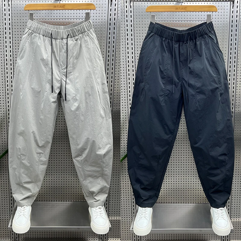 2025夏季新款纯色休闲裤男宽松小脚潮流痞帅百搭薄款哈伦老爹裤潮