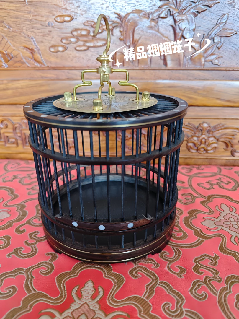 大号镶嵌工艺乌木蝈蝈笼直径12厘米