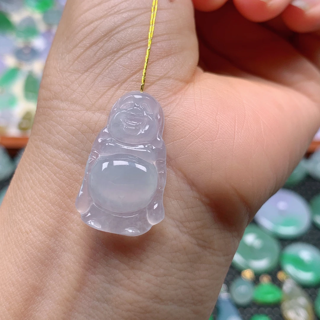 缅甸天然A货翡翠，冰种站佛，编号267/605，尺寸28.6-16.5-5.5