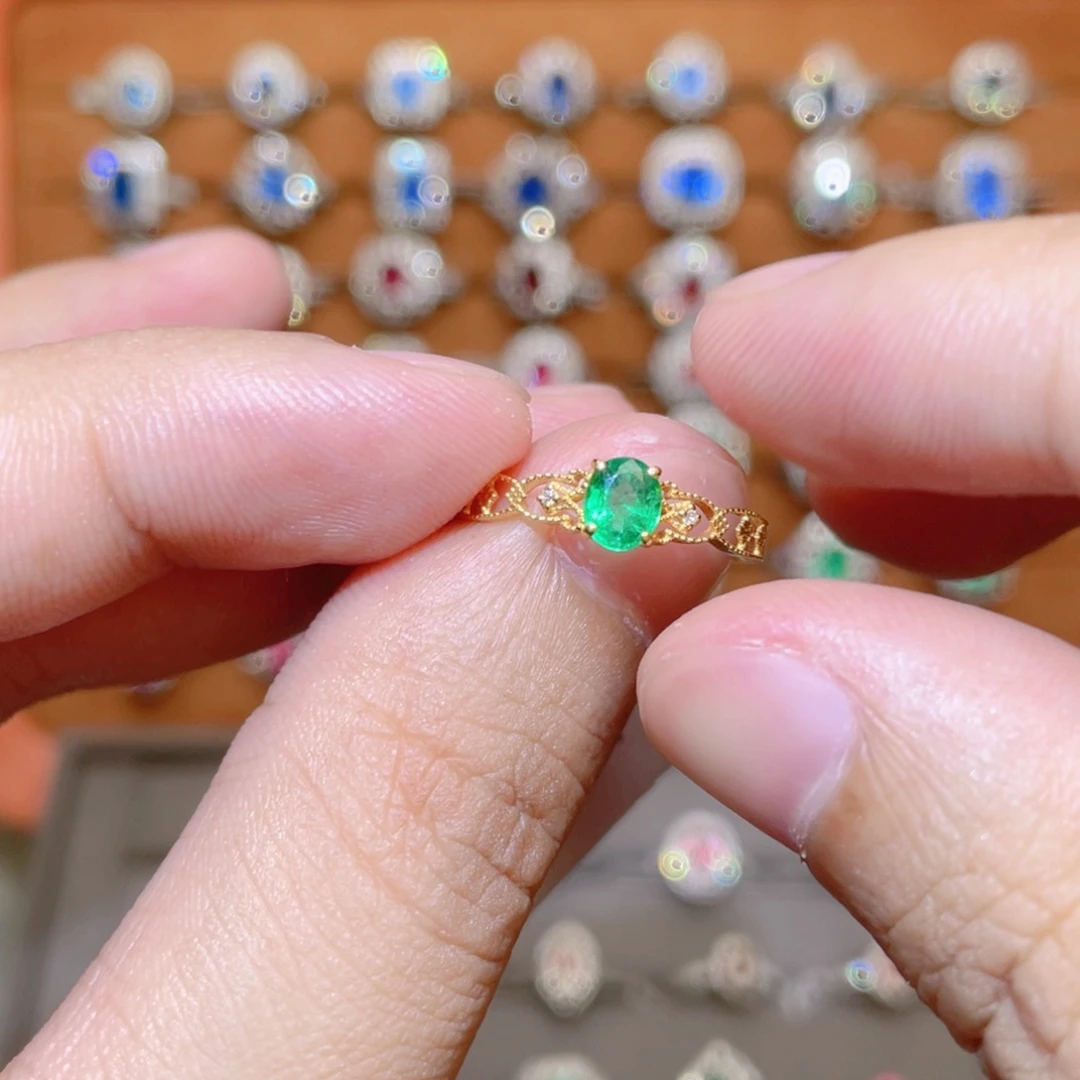 戒指祖母绿18K金镶嵌