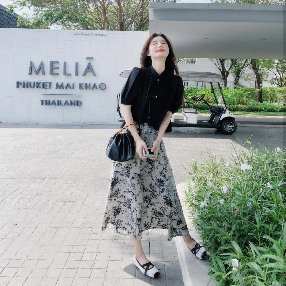 碎花国风新中式套装裙女夏2025新款冷淡风高级感可盐可甜两件套