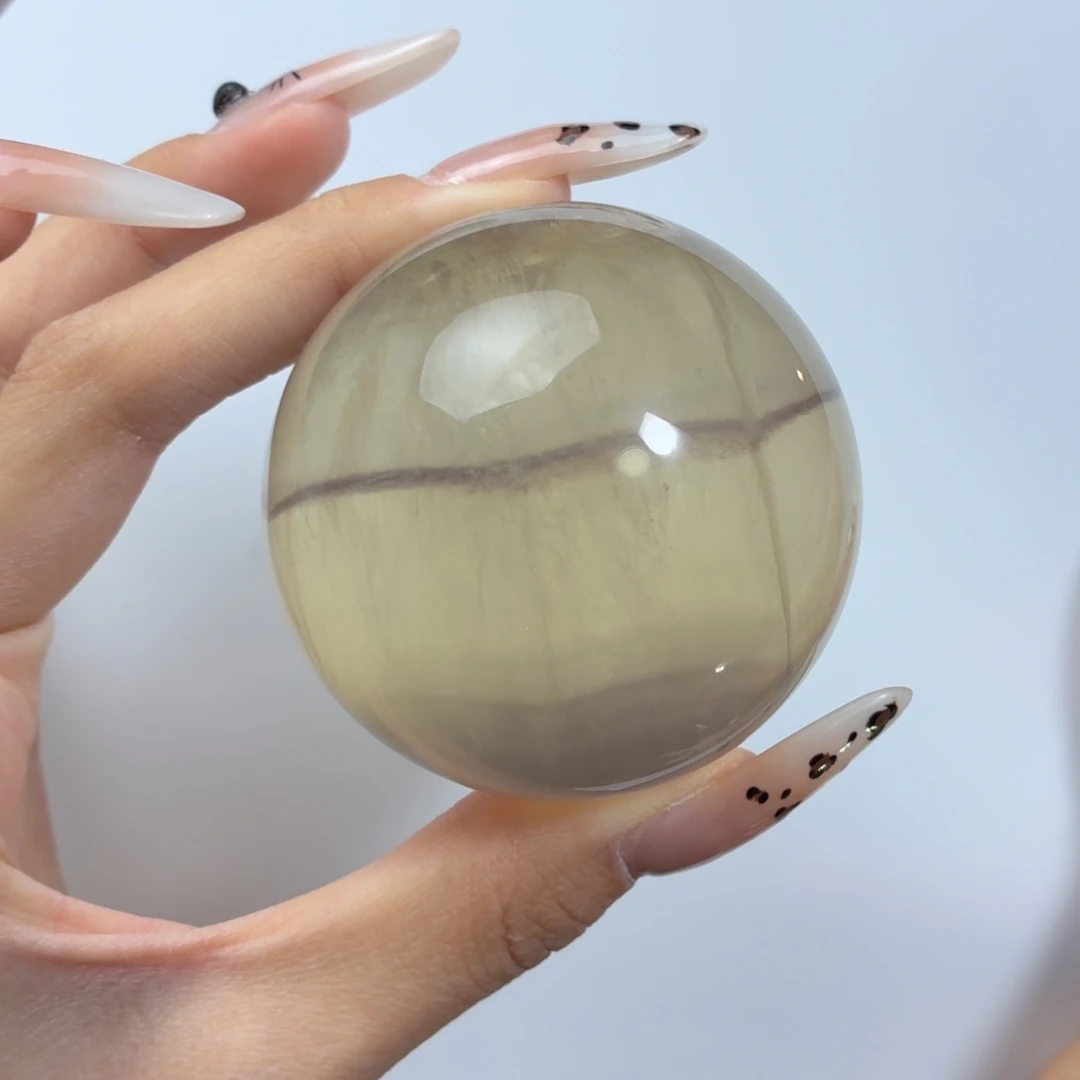 水晶珠宝半成品未镶嵌紫黄荧石碎彩56.3mm