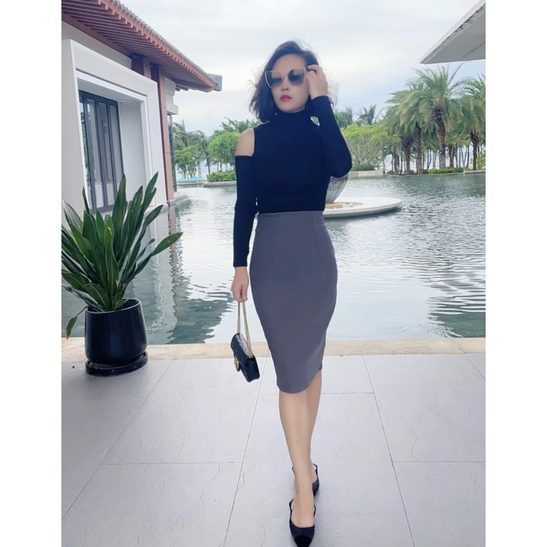 田公子欧美风 新款辣妹西装气质包臀中长裙高腰显瘦百搭半身裙女