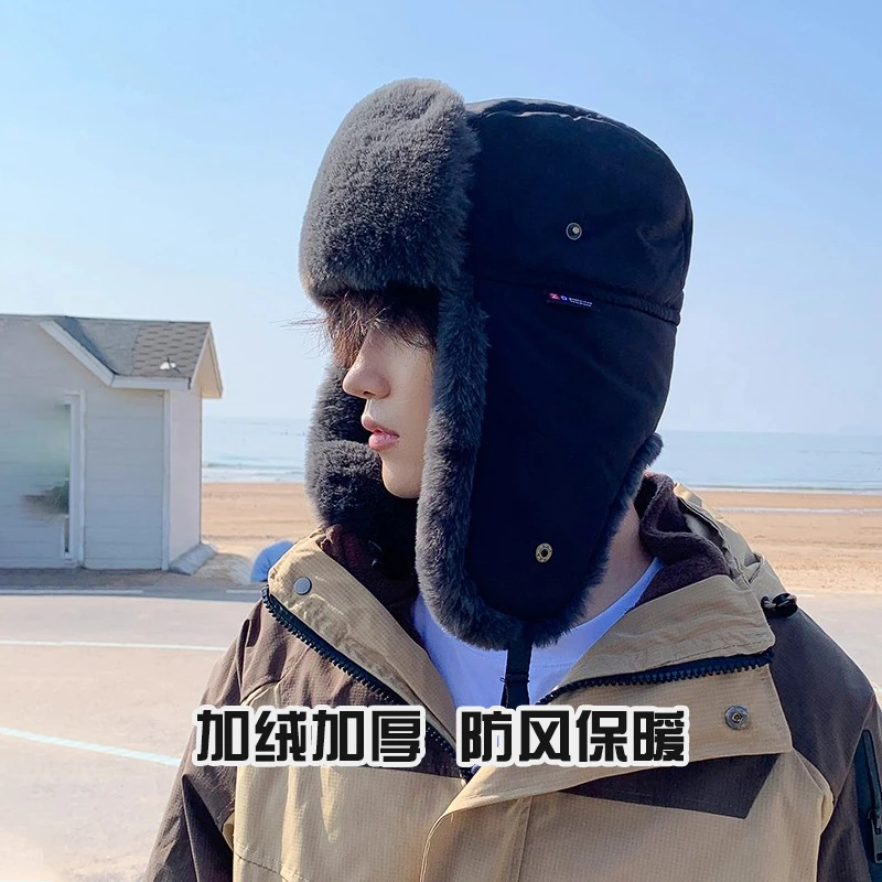 帽子男2025冬季加绒加厚防风护耳骑车东北棉帽户外保暖神器雷锋帽