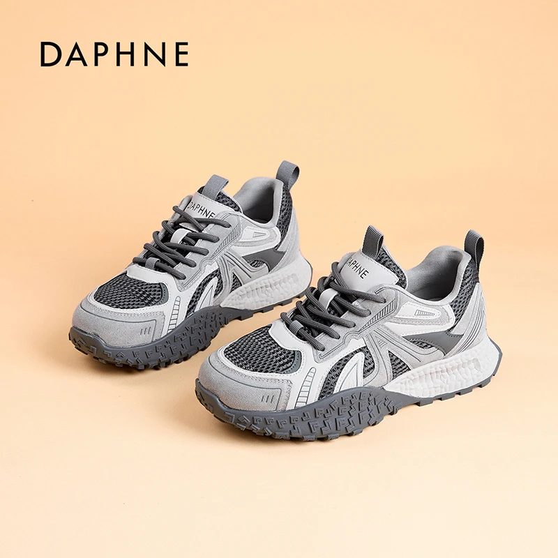 高颜值老爹鞋2025春季爆款时尚拼色透气德训鞋拼接网面鞋Q