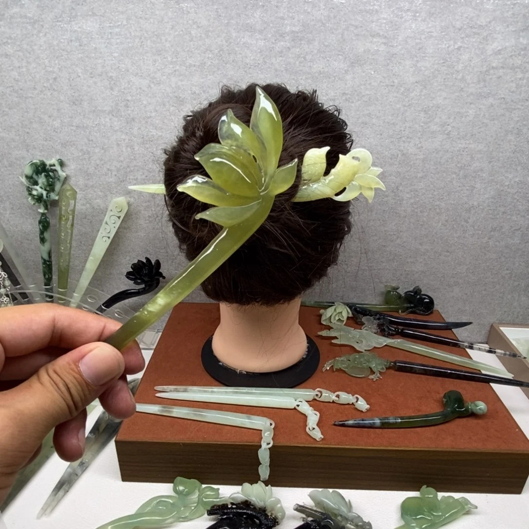 蛇纹石玉未镶嵌发簪