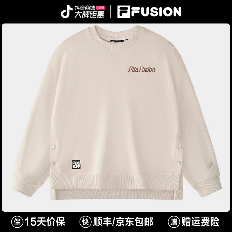 FILA FUSION纯棉宽松运动卫衣女款秋冬季潮流休闲长袖T11W513201F