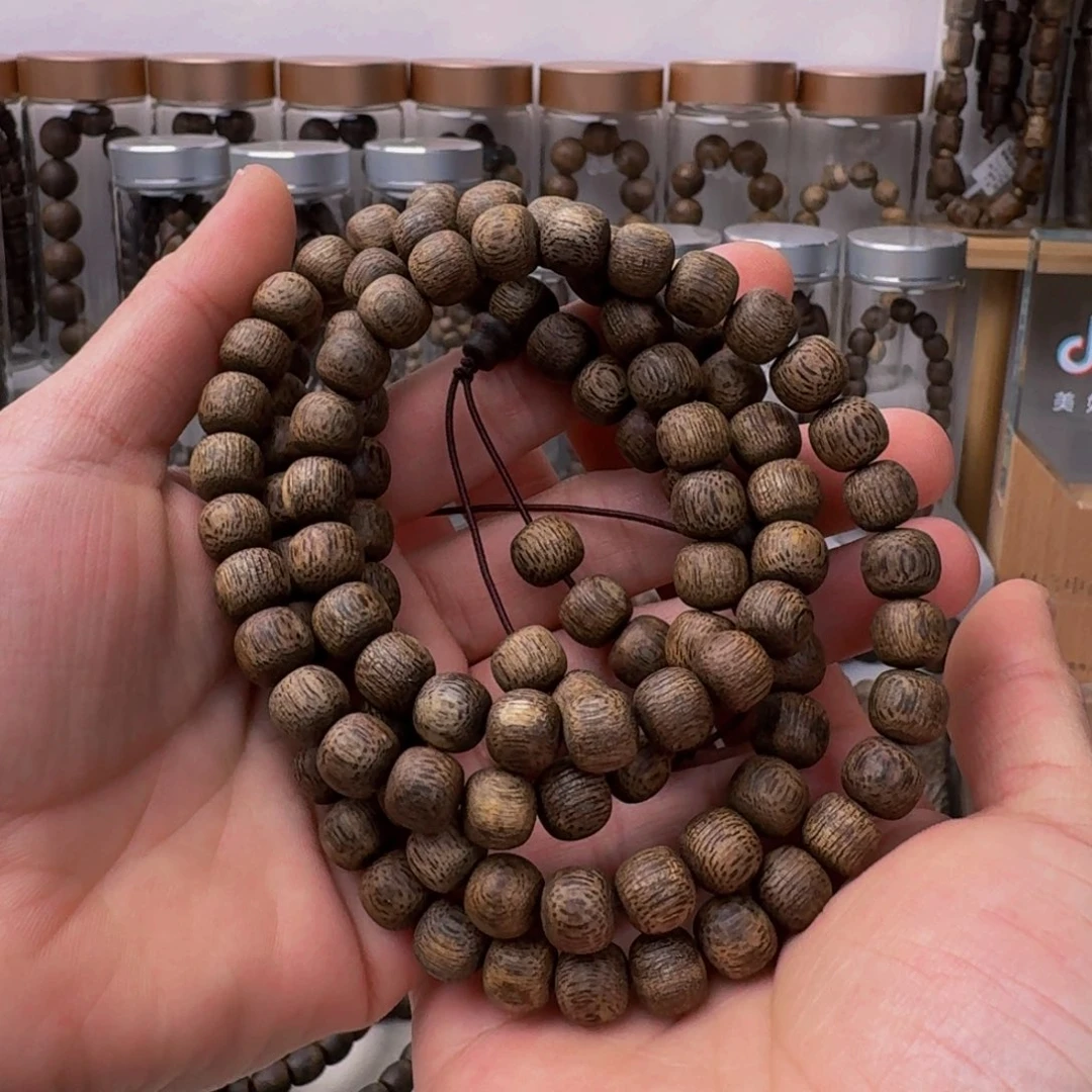 沉香手串老*瑕 沉香西马鼓珠九五沉卡9+保48+克手串