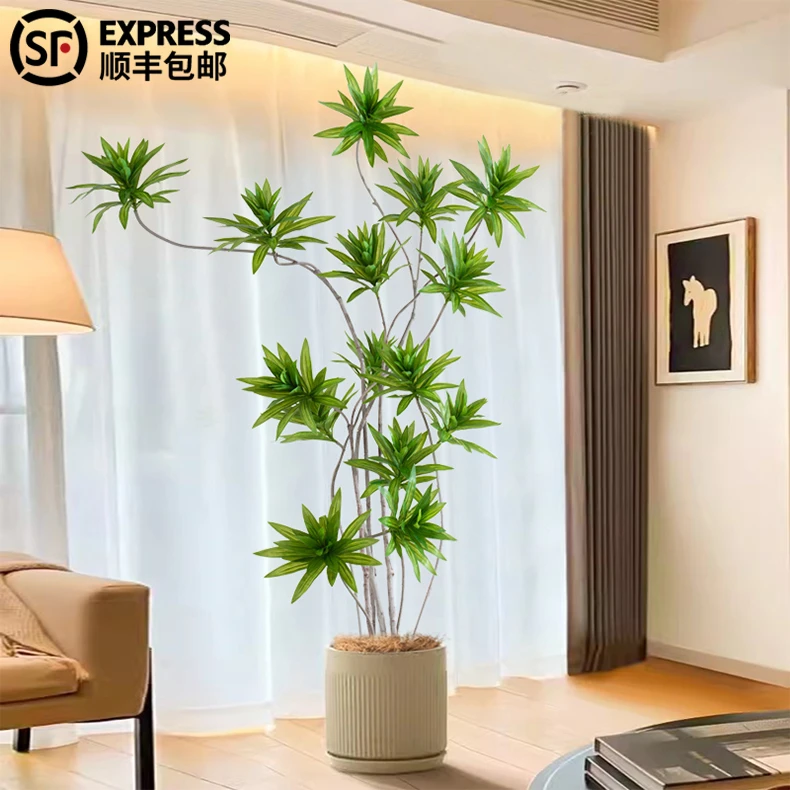 北欧ins风落地仿生绿植仿真植物盆栽百合竹室内客厅假树装饰摆件