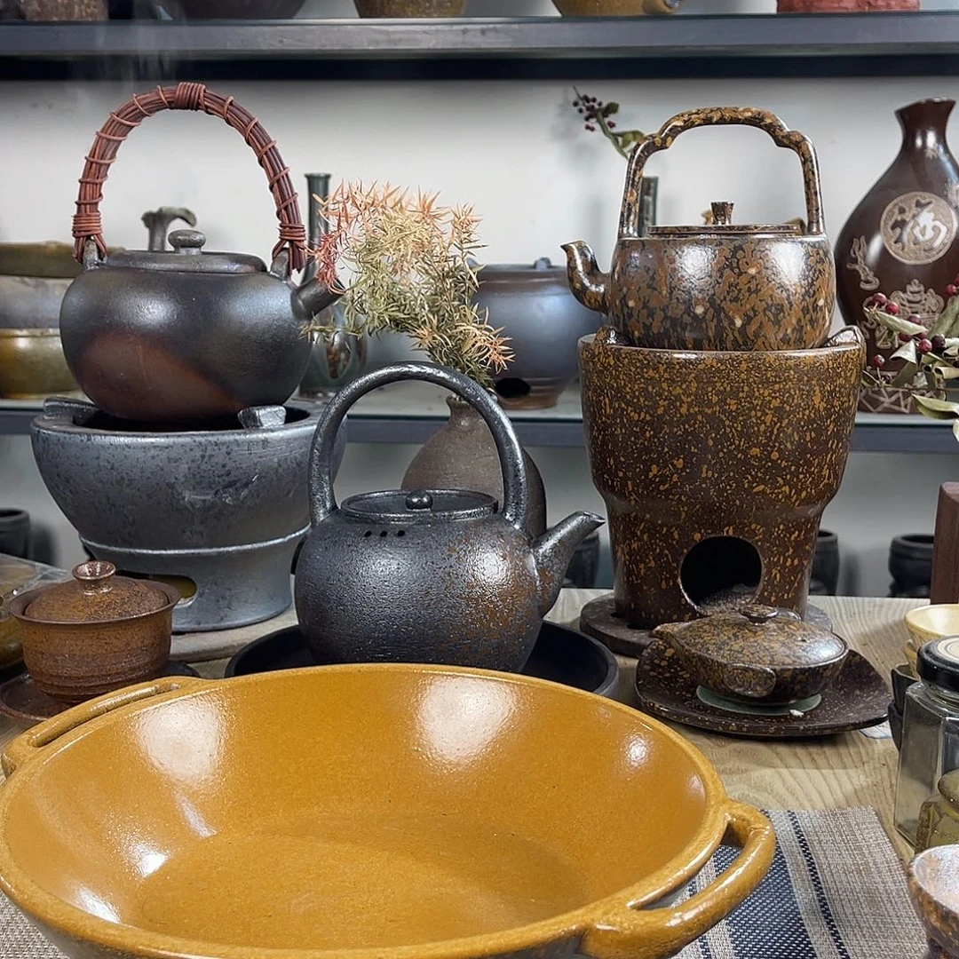 壶紫砂粗陶实用烤盘