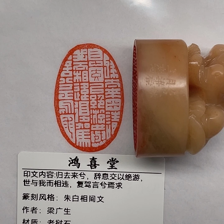 弃***文老挝石印石归去来兮，辞息交以绝游（梁广生）