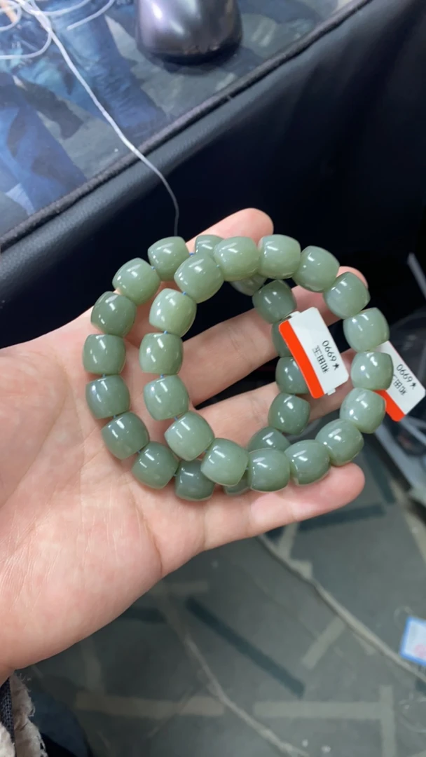 纯天然新疆和田玉且末蓝正蓝卡14直切手串多样性发货拍一发一