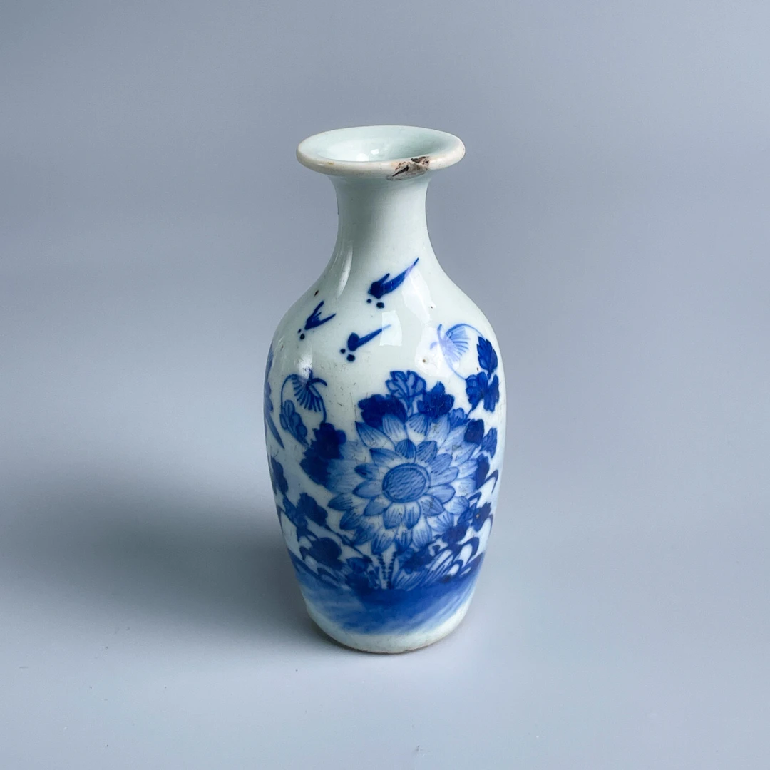 瓷器/古董道光青花花卉纹瓶-M2XLL000A78古玩/收藏/文物/绣花张