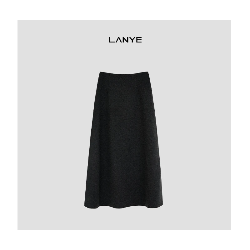 LANYE 【凯瑟琳王妃】羊绒醋酸极简百搭小A裙半身裙JY24W2G2005