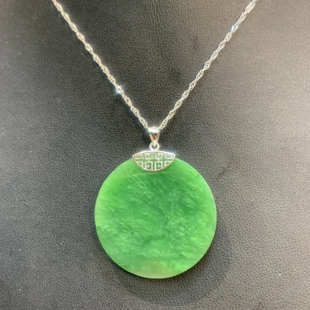和田玉碧玉精品无事牌吊坠圆牌项链