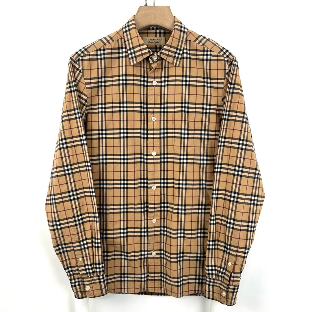 95新 BURBERRY/博柏利 S码/经典小格纹长袖衬衫/06473