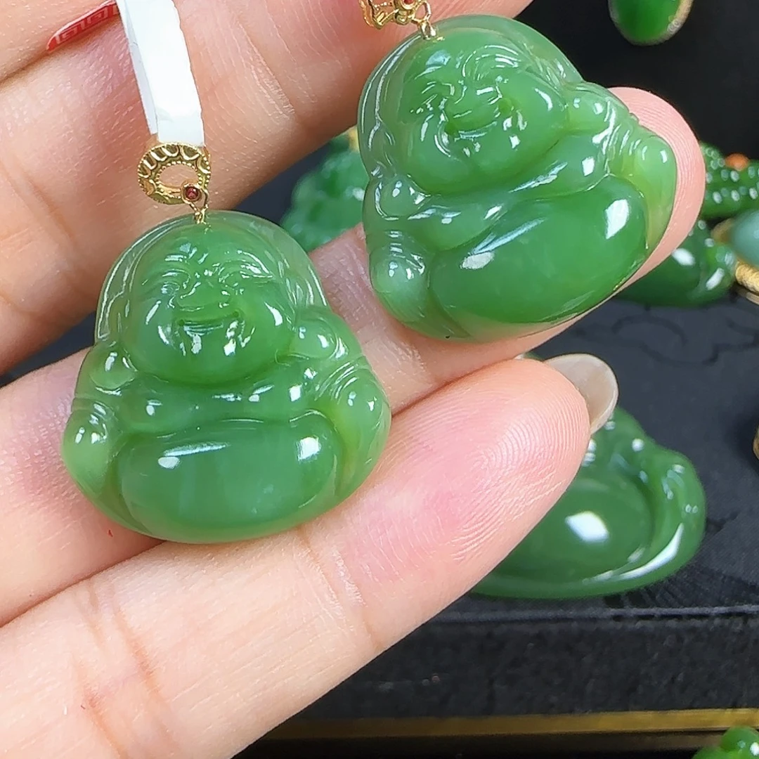 和田玉（碧玉）18K金镶嵌颈饰多样性发一