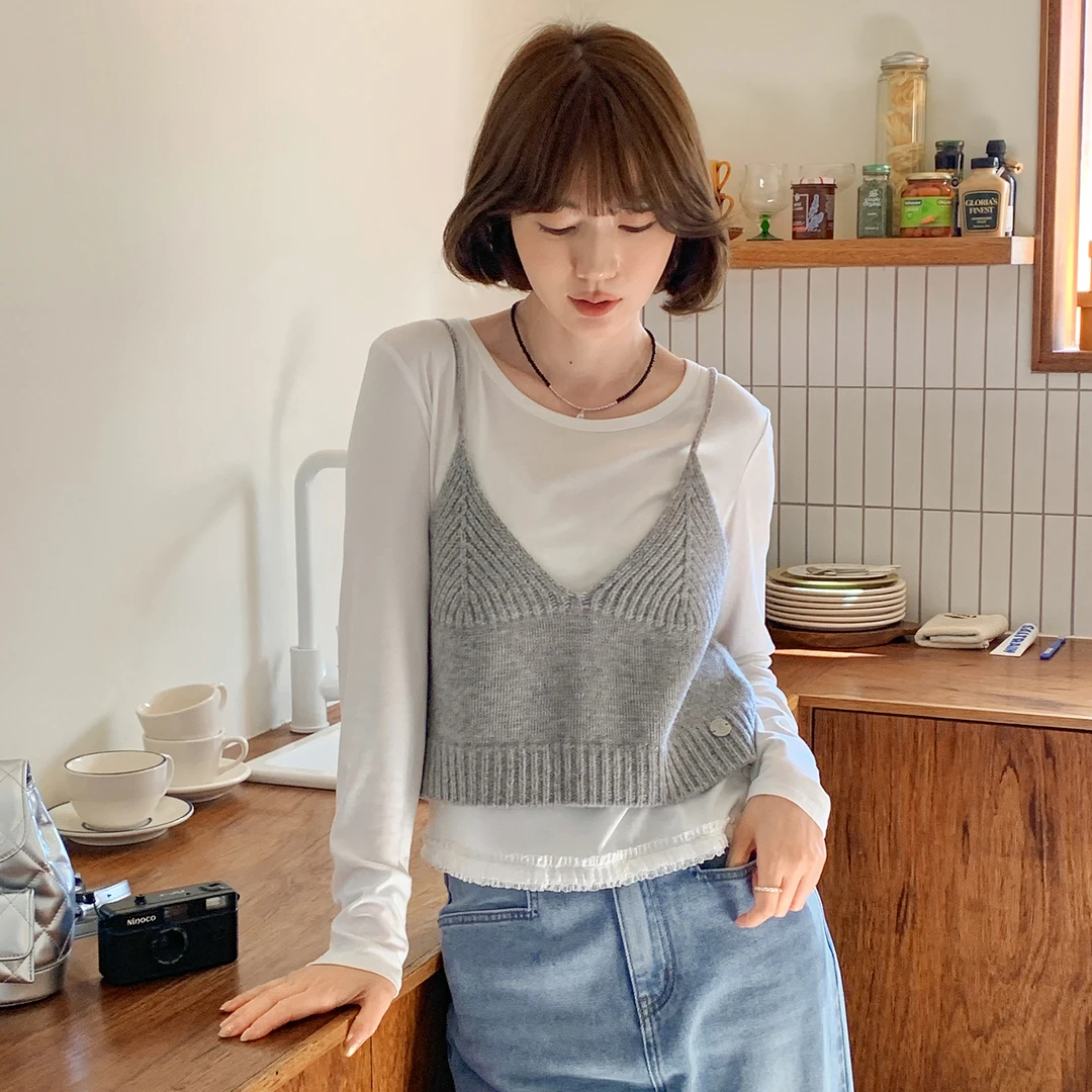 法儿家韩国限定【新品】【欧尼滤镜】FS411S070 V领吊带背心