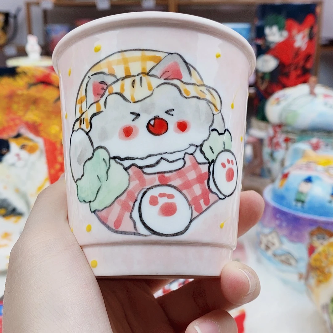 瓷片董董文创手绘陶瓷