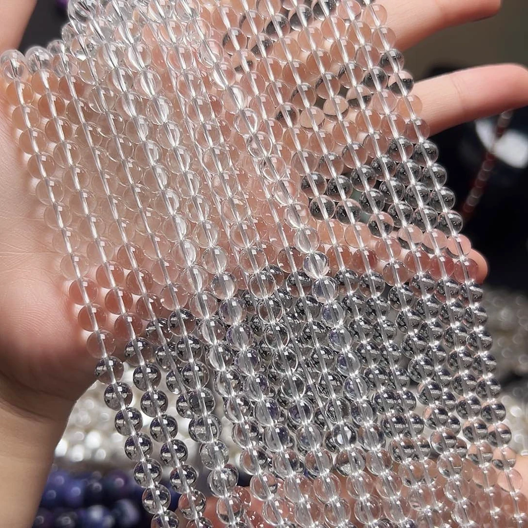 玛瑙/玉髓合金珠宝半成品拍一发三M407白水晶圆珠6mm