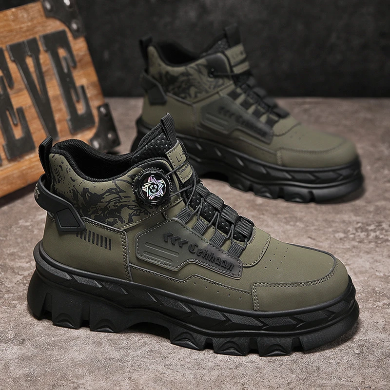 国潮中帮马丁靴男士2025秋冬季新款英伦百搭风户外工装鞋复古男鞋