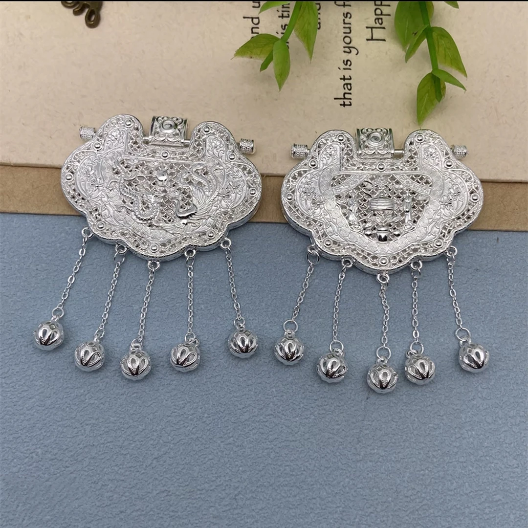 吊坠足银 999纯银天子门生银锁足银平安锁长命锁送女朋友闺蜜礼物