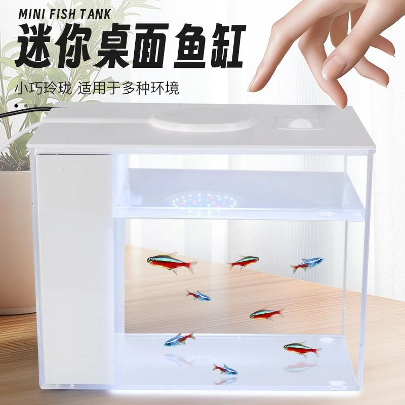 鱼缸客厅家用懒人免换水桌面玻璃中小型造景水族箱生态创意金鱼缸