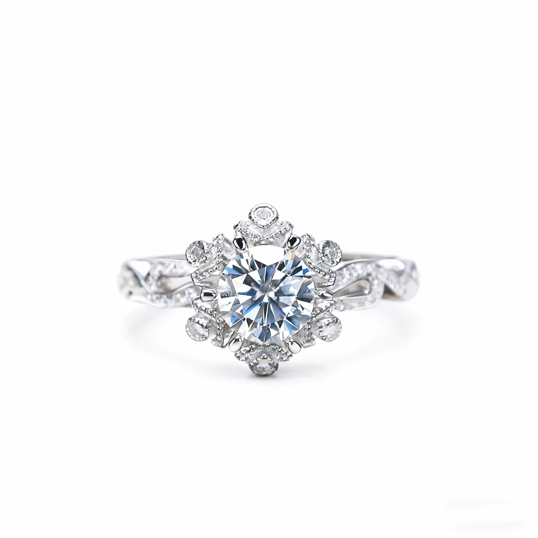 925银莫桑石银制品 【初雪】1-2克拉经典闭口女戒