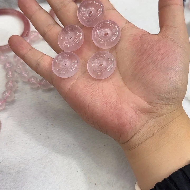 水晶珠宝半成品银S925镶嵌芙蓉晶25mm扣子