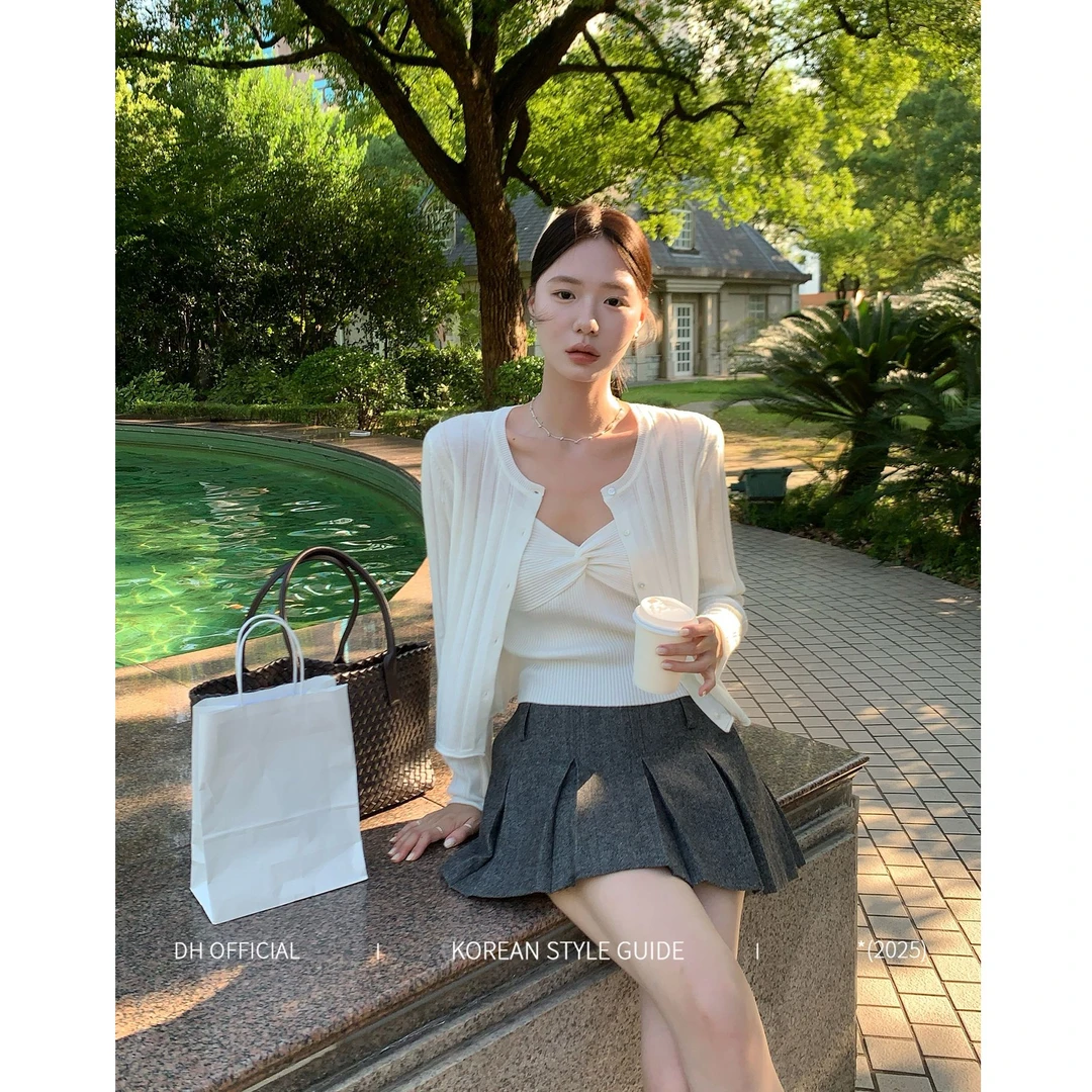 DH OFFICIAL 大花 【温柔交织 Gentle】韩系温柔毛织休闲显瘦两件套