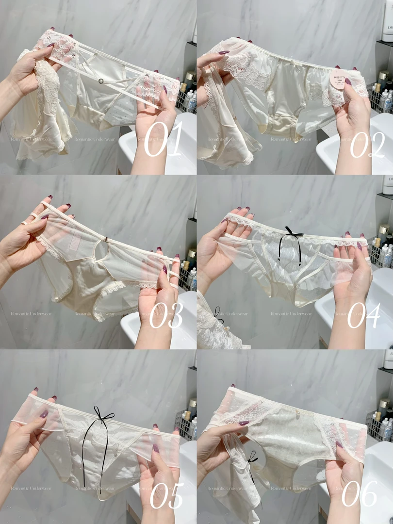 奶油慕斯*性感纯欲蕾丝镂空网纱女内裤