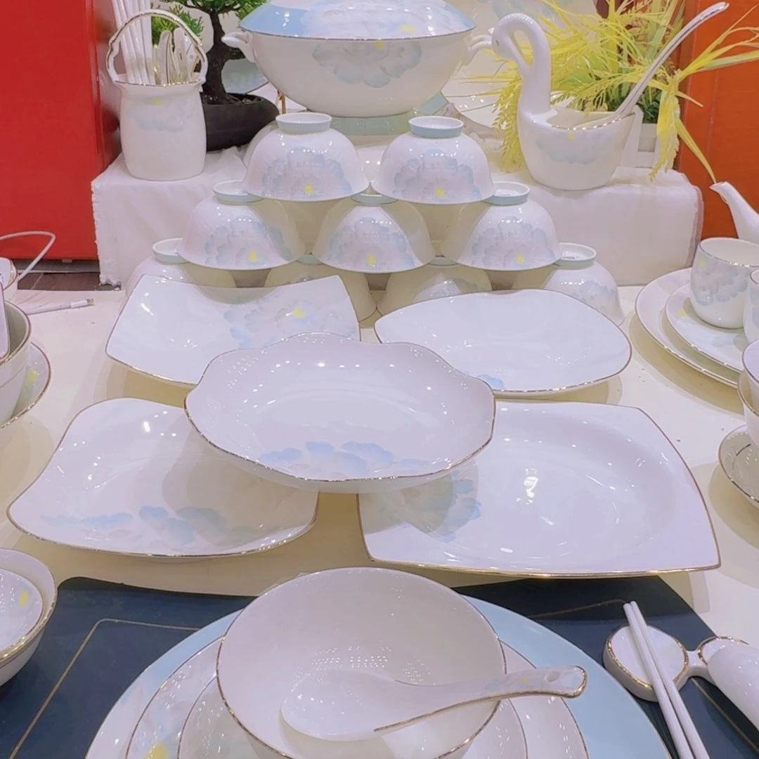 45%以上骨粉骨瓷景德镇描金邂逅套装