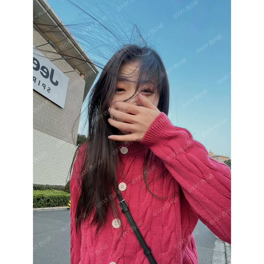 断码清【麻花】 澳毛面料 柔软不扎 鸡蛋家 百搭 毛衣针织开衫红色