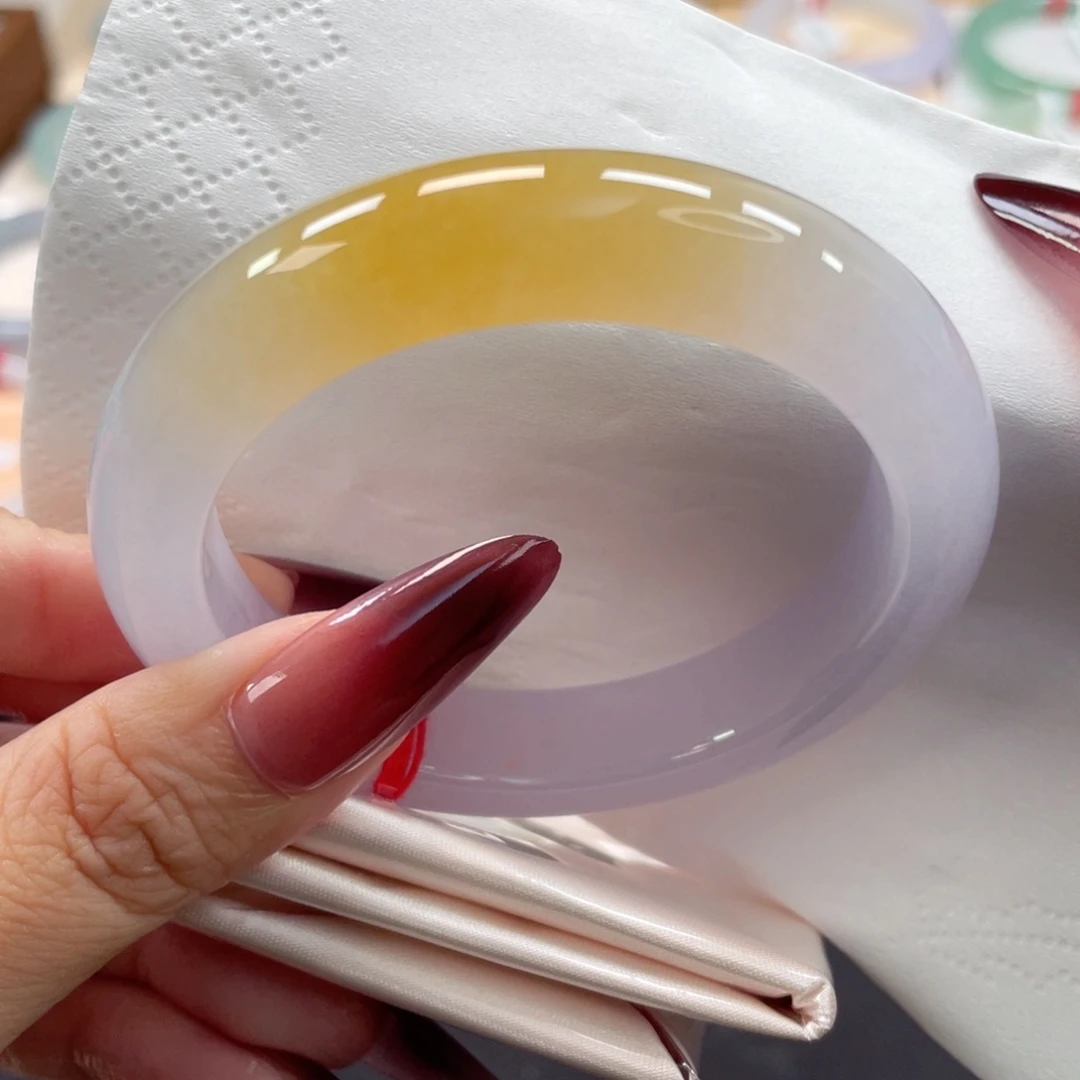 未镶嵌手镯翡翠54特色仙粉飘明黄美轮美奂21号