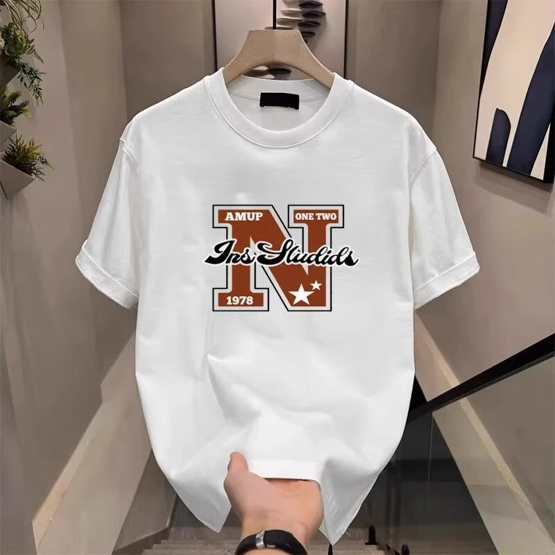 重磅短袖T恤男夏季2025新款美式纯棉潮流韩版情侣修身ins上衣女潮