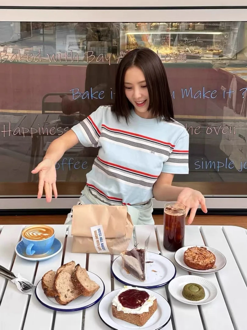 韩国单 特价GROVE 蓝色条纹短袖T恤