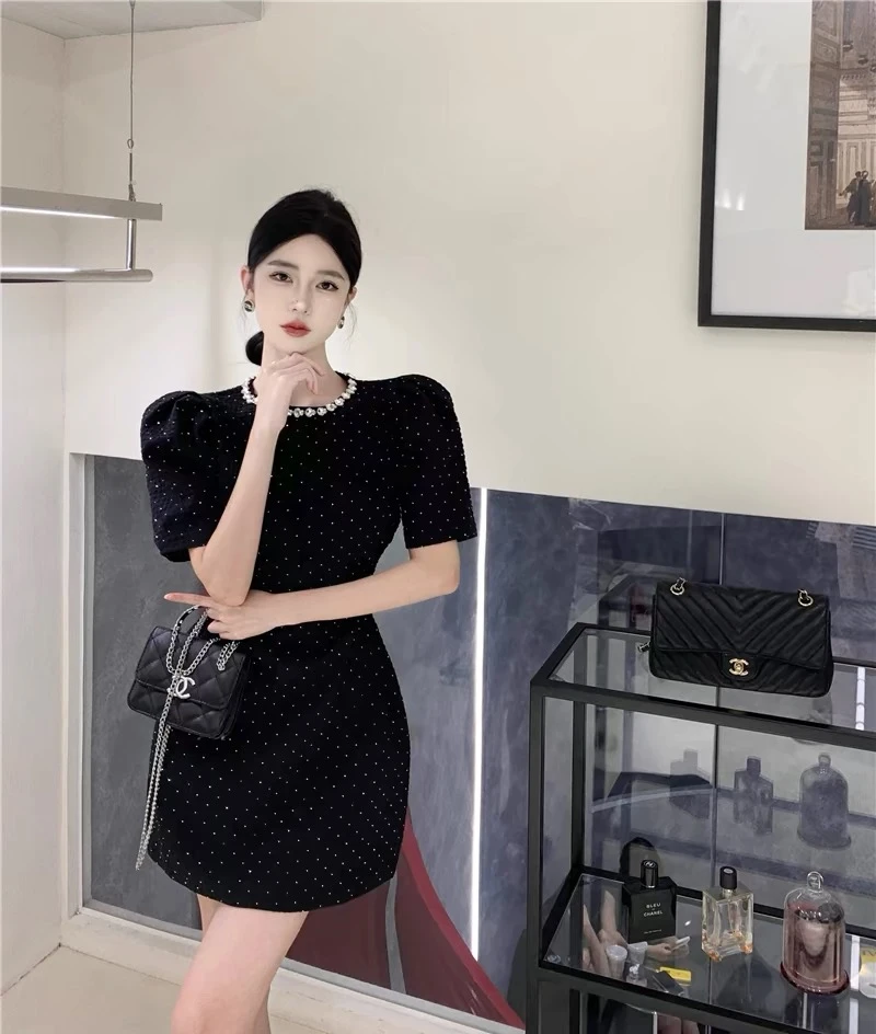 【满天星】小香风连衣裙夏季高级感显瘦修身气质中长款裙子-X8922