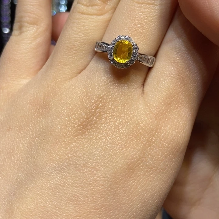 烟晶戒指银S925镶嵌黄水晶