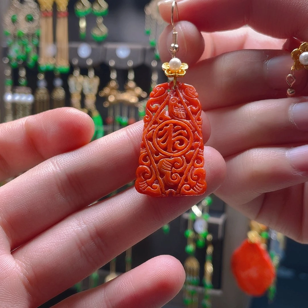 翡翠耳饰合金翡翠