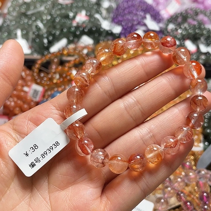 水晶手链未镶嵌红胶花8.8m