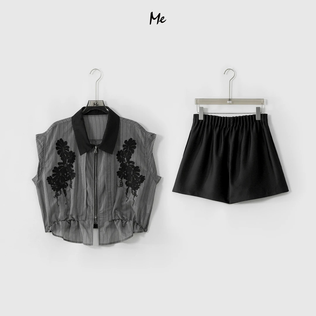 ME【英吉利之花】手缝绣花花苞型显瘦时尚百搭宽松休闲套装MESS5212