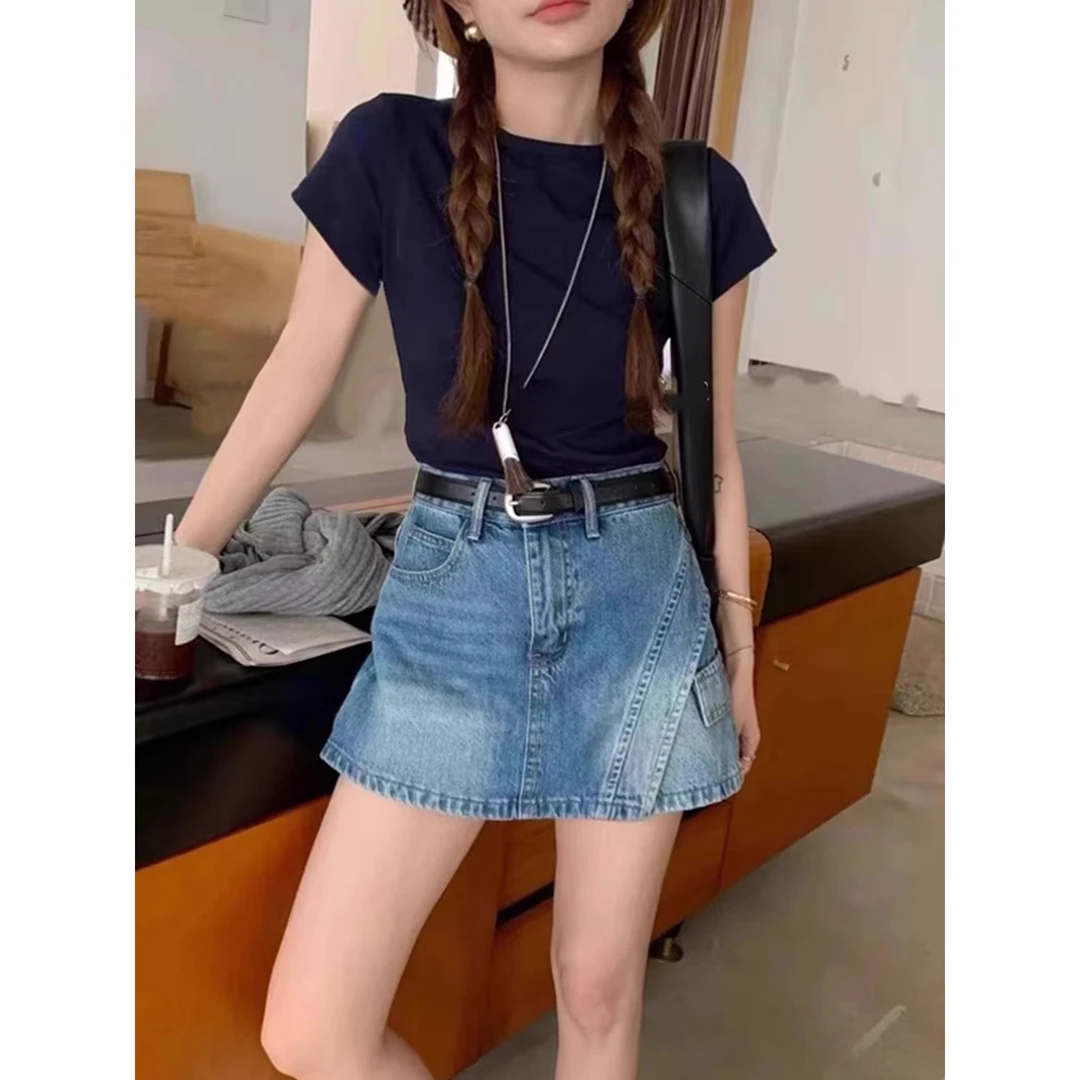 高腰百搭不规则牛仔短裙裤女夏季新款时尚设计感显瘦辣妹短裤裙子