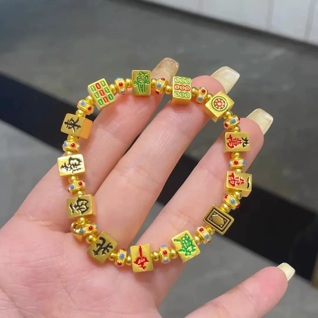 足金999  麻将十三幺卡8mm+ 宫廷黄金520情人节礼物   精品